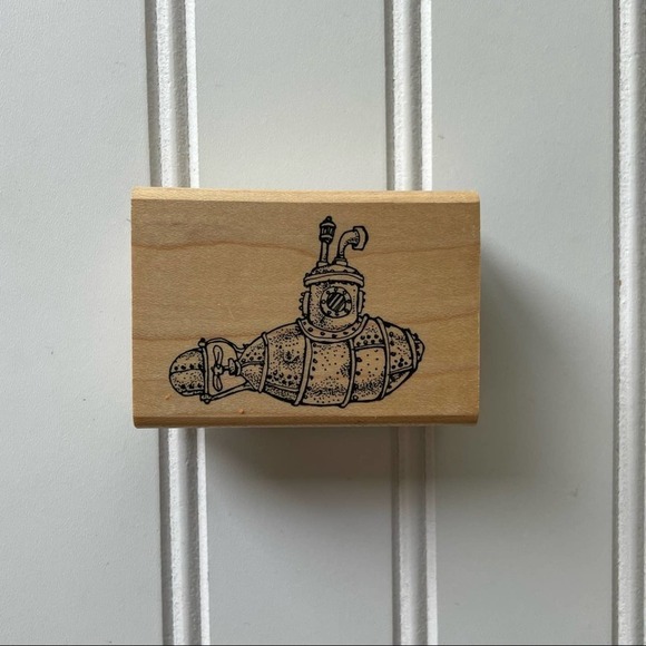 Vintage Wood Block Rubber Stamp Hamilton Arts Submarine Nautical Boat - Picture 2 of 6